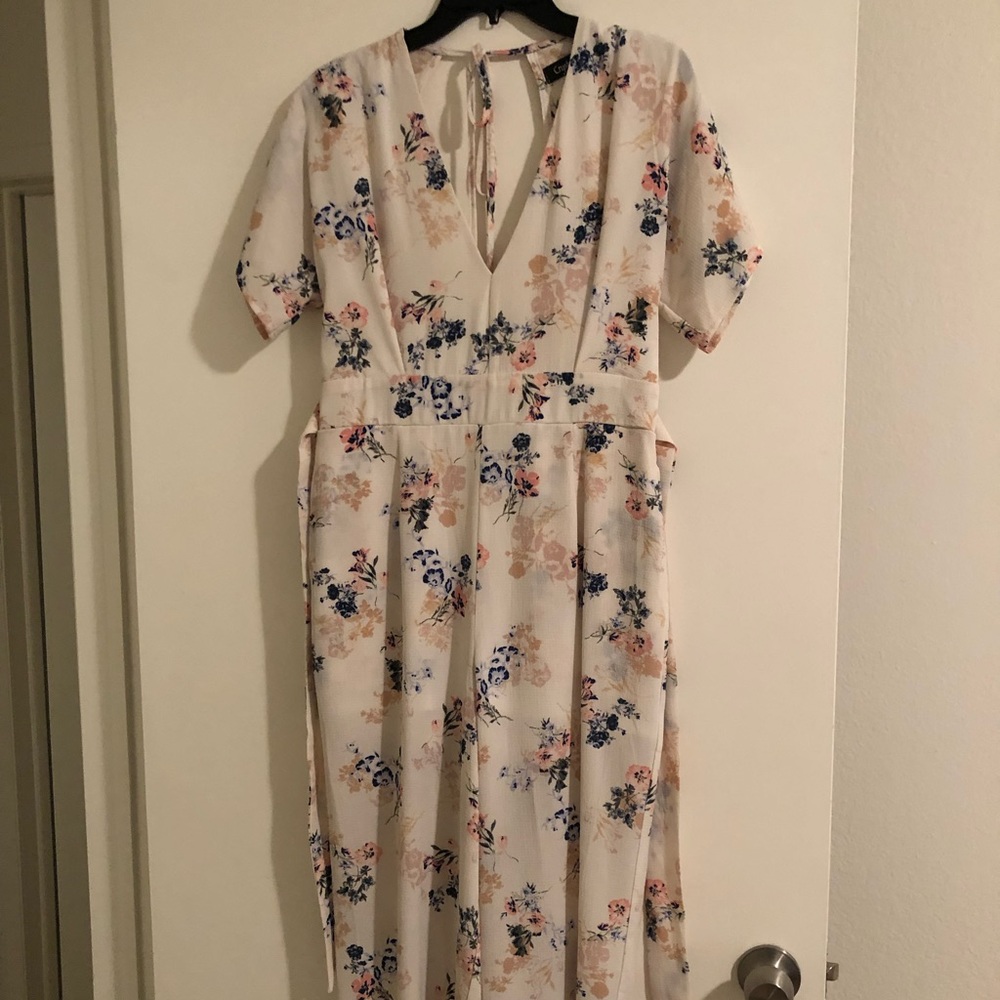 White floral jumpsuit